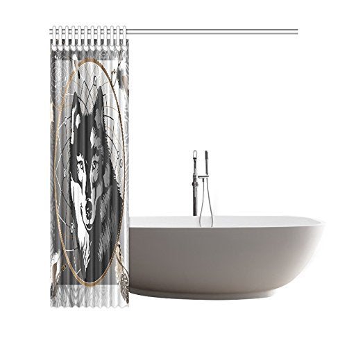 Graphic Wolf Home Bath Decor, Dreamcatcher Polyester Fabric Shower Curtain Bathroom Sets