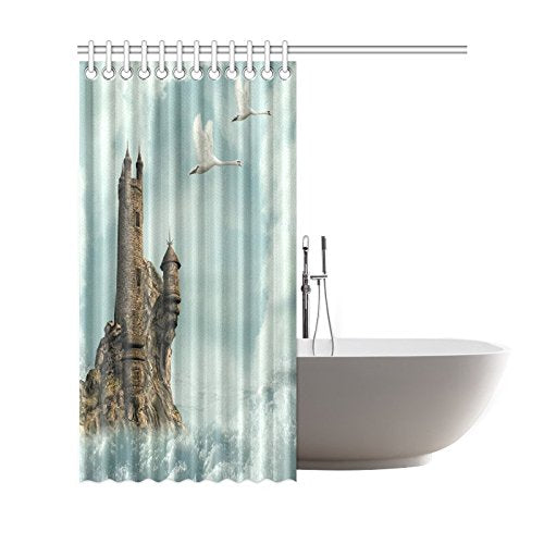 Seashell Home Decor, Sand Starfish Blue Wooden Back Polyester Fabric Shower Curtain Bathroom Sets 72 X 72 inches