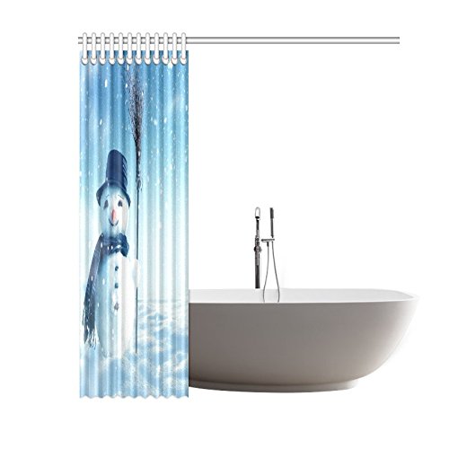 Winter Home Bath Decor, Christmas Snowman Polyester Fabric Shower Curtain Bathroom Sets