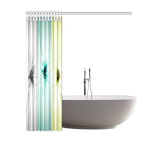 Abstract Daisy Flowers in Different Featured Waterproof Polyester Bathroom Shower Curtain Bath with Hooks