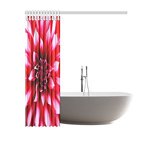 Red Flower Home Bath Decor, Dahlia Polyester Fabric Shower Curtain Bathroom Sets