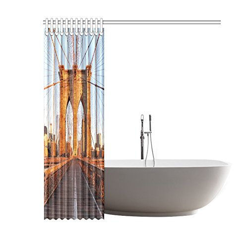 Brooklyn Bridge, New York Sunrise Polyester Fabric Shower Curtain Bathroom Sets Home Decor