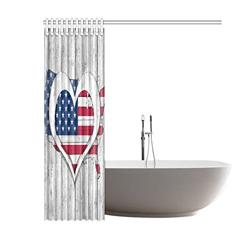 Independence Day 4th of July Waterproof Polyester Fabric 60"(w) x 72"(h) Shower Curtain and Hooks