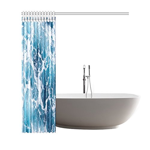 Blue Sea Home Bath Decor, Ocean Wave Polyester Fabric Shower Curtain Bathroom Sets