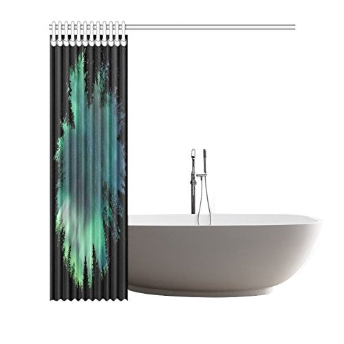 Northern Lights Home Bath Decor, Forest Starry Night Polyester Fabric Shower Curtain Bathroom Sets