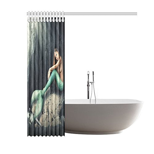 Fantasy Home Bath Decor, Ocean Sea Mermaid Polyester Fabric Shower Curtain Bathroom Sets