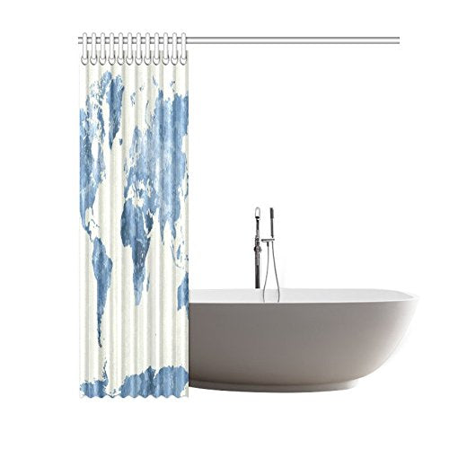 World Map Custom Shower Curtain Polyester Fabric Bathroom Sets Home Decor