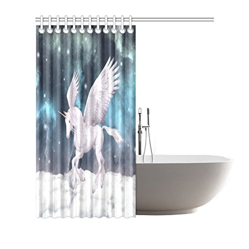 Fantasy Wonderful Pegasus Home Bath Decor, Unicorn Polyester Fabric Shower Curtain Bathroom Sets