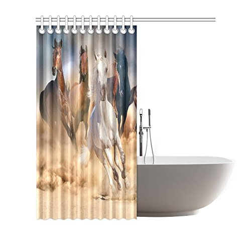 Cool Wild Animal Home Bath Decor, Running Horse Herd Polyester Fabric Shower Curtain Bathroom Sets