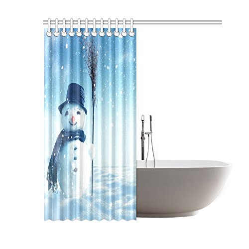 Winter Home Bath Decor, Christmas Snowman Polyester Fabric Shower Curtain Bathroom Sets