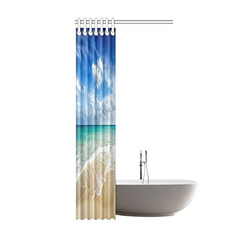 Beach Ocean Theme Shower Curtain, Wavy Ocean Surface Scenery Polyester Fabric Mildew Resistant And Waterproof Bath Curtains