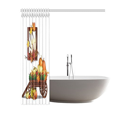 Thanksgiving Rich Harvest Home Decor, Autumn Festival Polyester Fabric Shower Curtain Bathroom Sets with Hooks