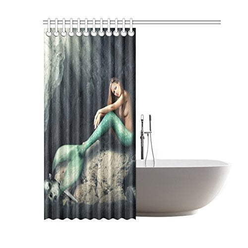 Fantasy Home Bath Decor, Ocean Sea Mermaid Polyester Fabric Shower Curtain Bathroom Sets