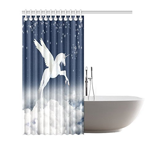 Fantasy Wonderful Pegasus Home Bath Decor, Unicorn Polyester Fabric Shower Curtain Bathroom Sets