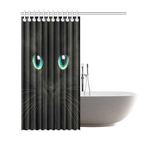 Cute Animal Home Bath Decor, Black Cat Polyester Fabric Shower Curtain Bathroom Sets