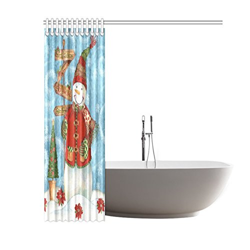 Winter Christmas Home Bath Decor, Happy Snowman Polyester Fabric Shower Curtain Bathroom Sets