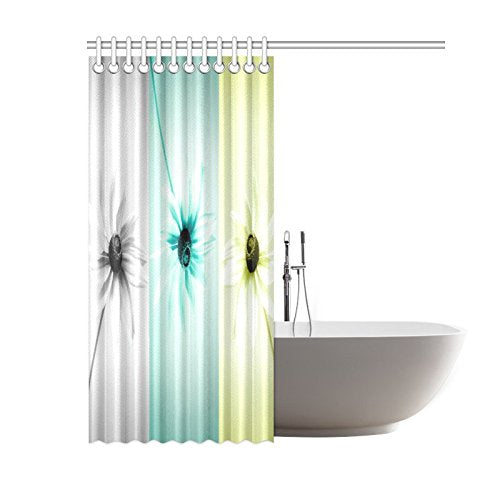 Abstract Daisy Flowers in Different Featured Waterproof Polyester Bathroom Shower Curtain Bath with Hooks