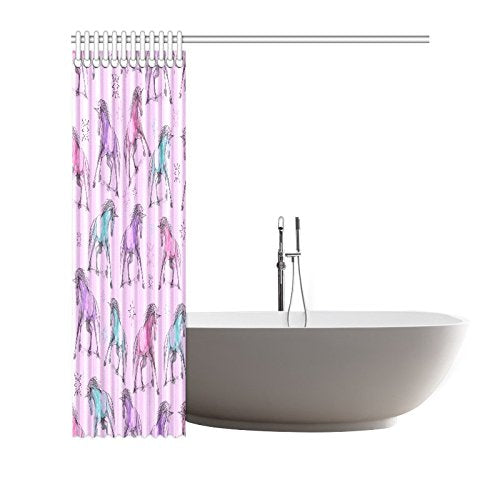 Seamless Pattern Home Bath Decor, Unicorns Polyester Fabric Shower Curtain Bathroom Sets