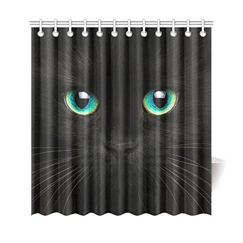 Cute Animal Home Bath Decor, Black Cat Polyester Fabric Shower Curtain Bathroom Sets