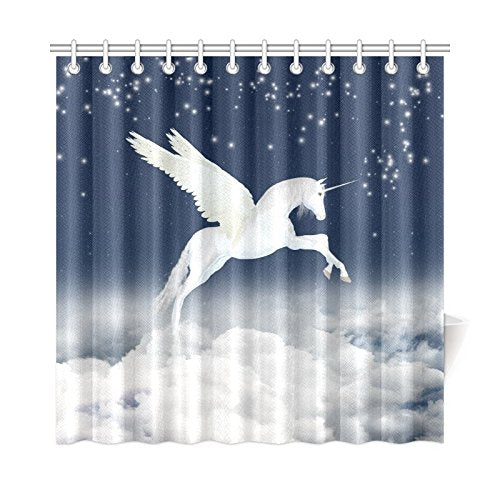 Fantasy Wonderful Pegasus Home Bath Decor, Unicorn Polyester Fabric Shower Curtain Bathroom Sets