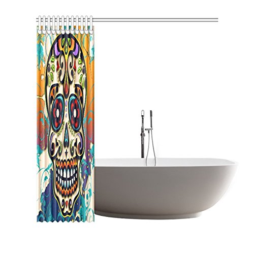 Mexico Dia De Los Muertos Sugar Skull Day of Dead Polyester Fabric Shower Curtain Bathroom Sets Home Decor