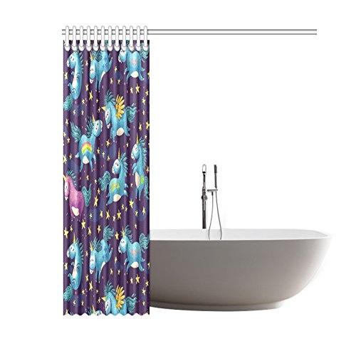 Cute Seamless Pattern Home Bath Decor, Unicorn Polyester Fabric Shower Curtain Bathroom Sets