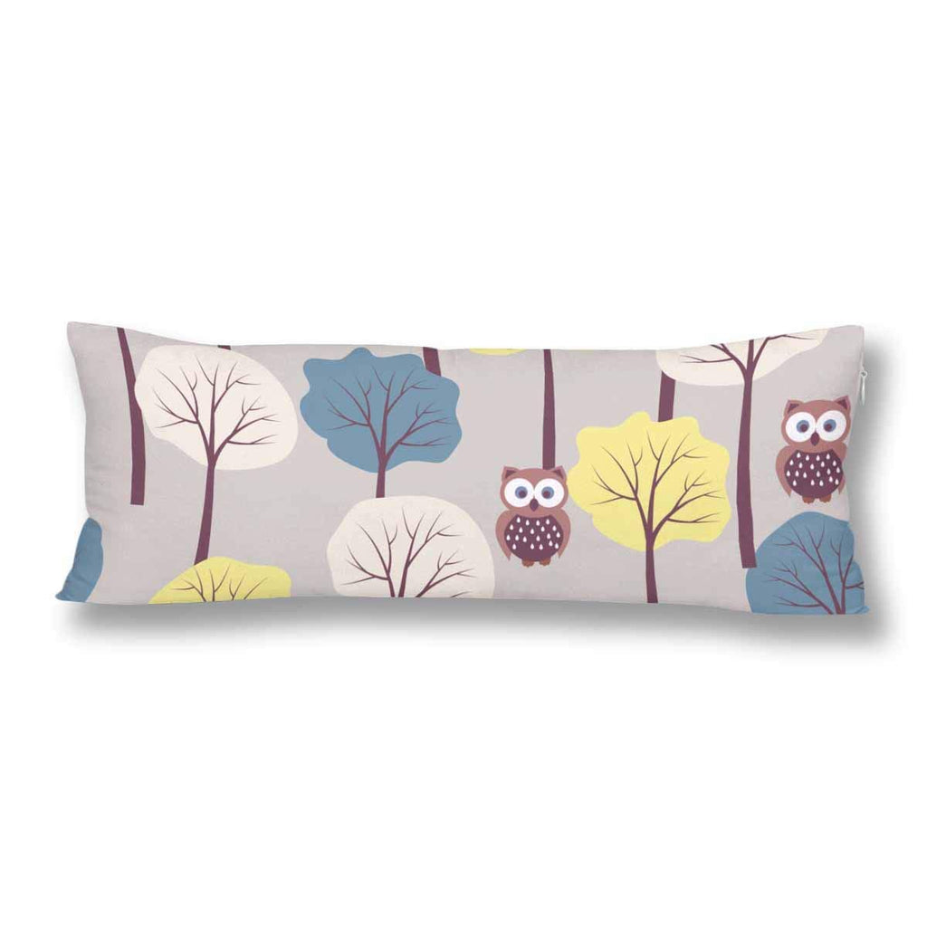 Autumn Tree Cute Owls Pillow Covers Pillowcase Zipper 21x60 Twin Sides