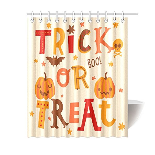 Cute Halloween Pumpkin Home Decor, Trick or Treat Boo Polyester Fabric Shower Curtain Bathroom Sets