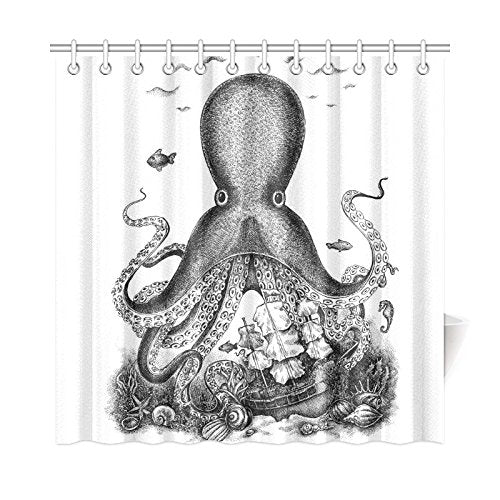 Fantasy Octopus Custom Shower Curtain Waterproof Polyester Fabric Bathroom Sets Home Decor