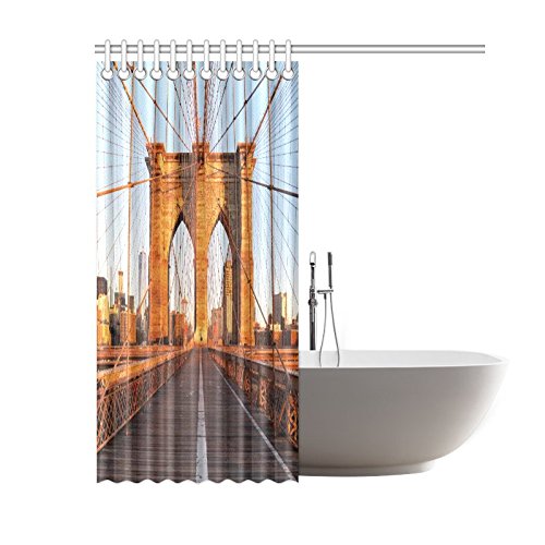 Brooklyn Bridge, New York Sunrise Polyester Fabric Shower Curtain Bathroom Sets Home Decor