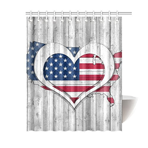 Independence Day 4th of July Waterproof Polyester Fabric 60"(w) x 72"(h) Shower Curtain and Hooks