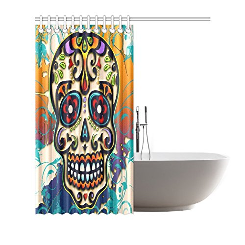 Mexico Dia De Los Muertos Sugar Skull Day of Dead Polyester Fabric Shower Curtain Bathroom Sets Home Decor