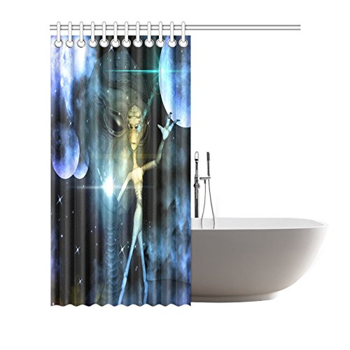 Modern Home Bath Decor, Alien in Universe Polyester Fabric Shower Curtain Bathroom Sets