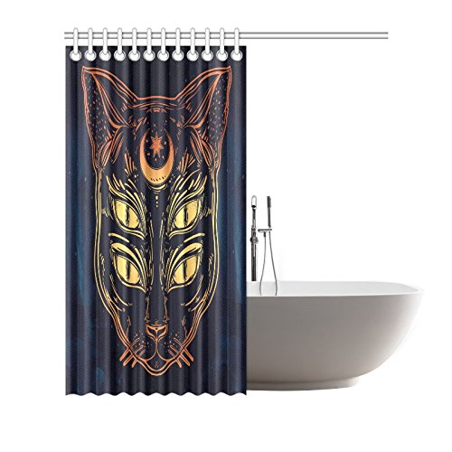 Fantastic Home Bath Decor, Black Cat Moon Polyester Fabric Shower Curtain Bathroom Sets