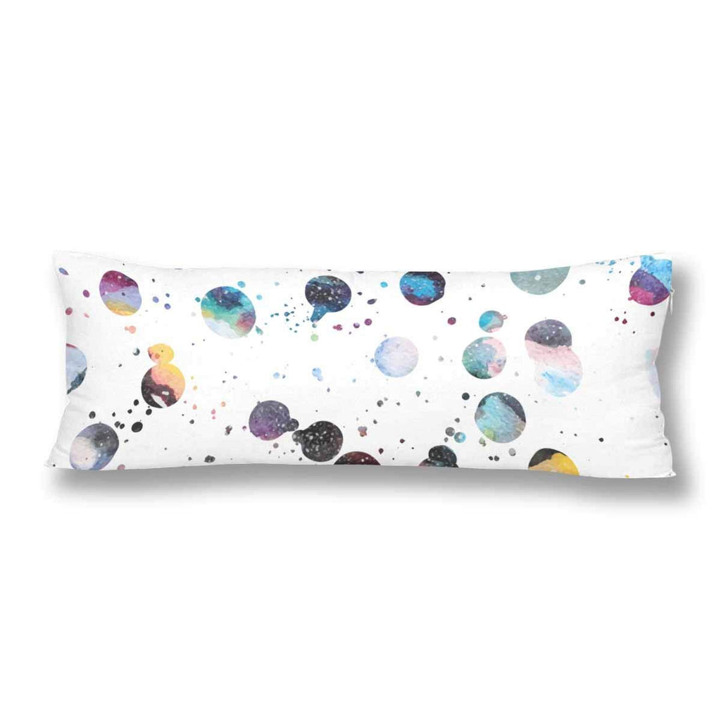 Watercolor Galaxy Circle Dot Body Pillow Covers Pillowcase with Zipper 21x60 Twin Sides