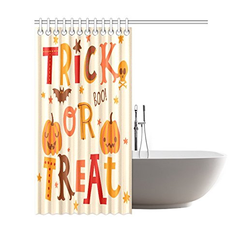 Cute Halloween Pumpkin Home Decor, Trick or Treat Boo Polyester Fabric Shower Curtain Bathroom Sets