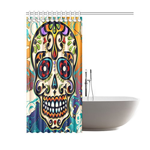 Mexico Dia De Los Muertos Sugar Skull Day of Dead Polyester Fabric Shower Curtain Bathroom Sets Home Decor