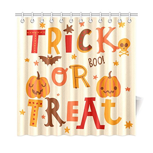 Cute Halloween Pumpkin Home Decor, Trick or Treat Boo Polyester Fabric Shower Curtain Bathroom Sets