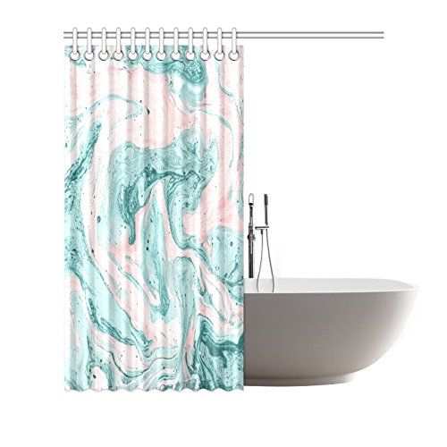 Gouache Painting Home Bath Decor, Marble Polyester Fabric Shower Curtain Bathroom Sets