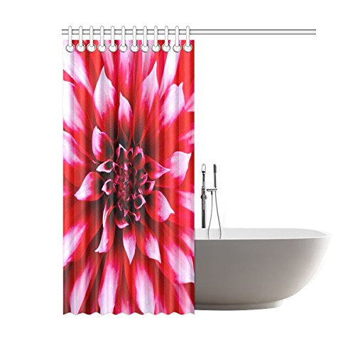 Red Flower Home Bath Decor, Dahlia Polyester Fabric Shower Curtain Bathroom Sets