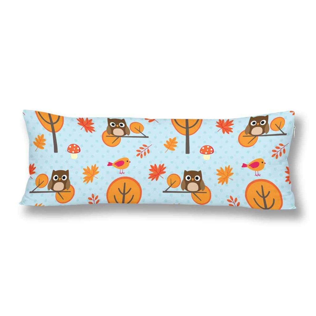 Fall Trees Owls Pillow Covers Pillowcase Zipper 21x60 Twin Sides