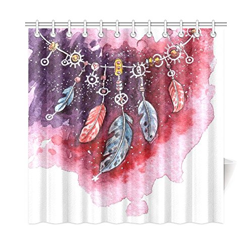 Watercolor Art Home Bath Decor, Dreamcatcher Polyester Fabric Shower Curtain Bathroom Sets