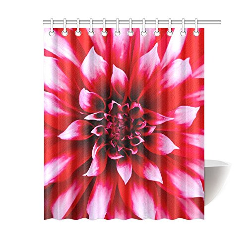 Red Flower Home Bath Decor, Dahlia Polyester Fabric Shower Curtain Bathroom Sets