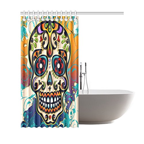 Mexico Dia De Los Muertos Sugar Skull Day of Dead Polyester Fabric Shower Curtain Bathroom Sets Home Decor