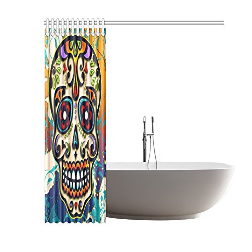 Mexico Dia De Los Muertos Sugar Skull Day of Dead Polyester Fabric Shower Curtain Bathroom Sets Home Decor