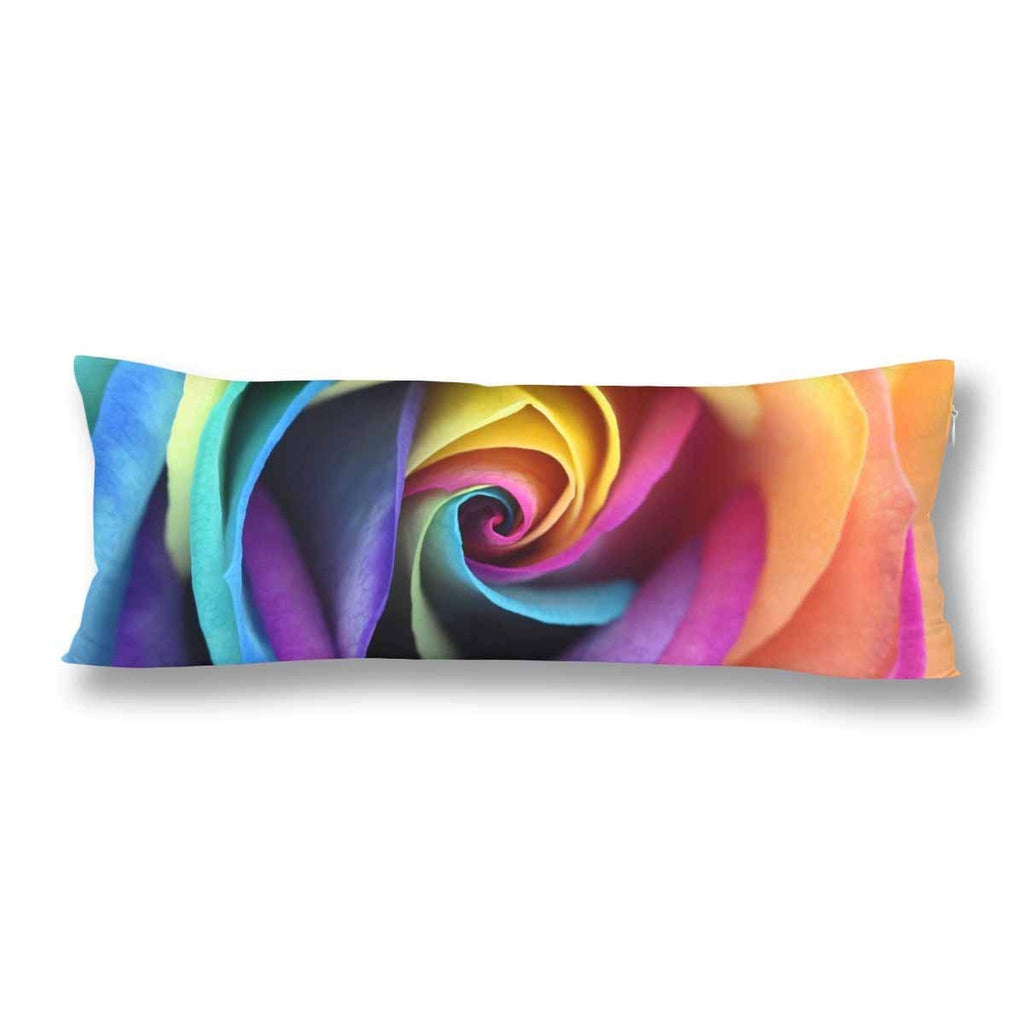 Rainbow Rose Heart Flower Body Pillow Covers Pillowcase with Zipper 21x60 Twin Sides