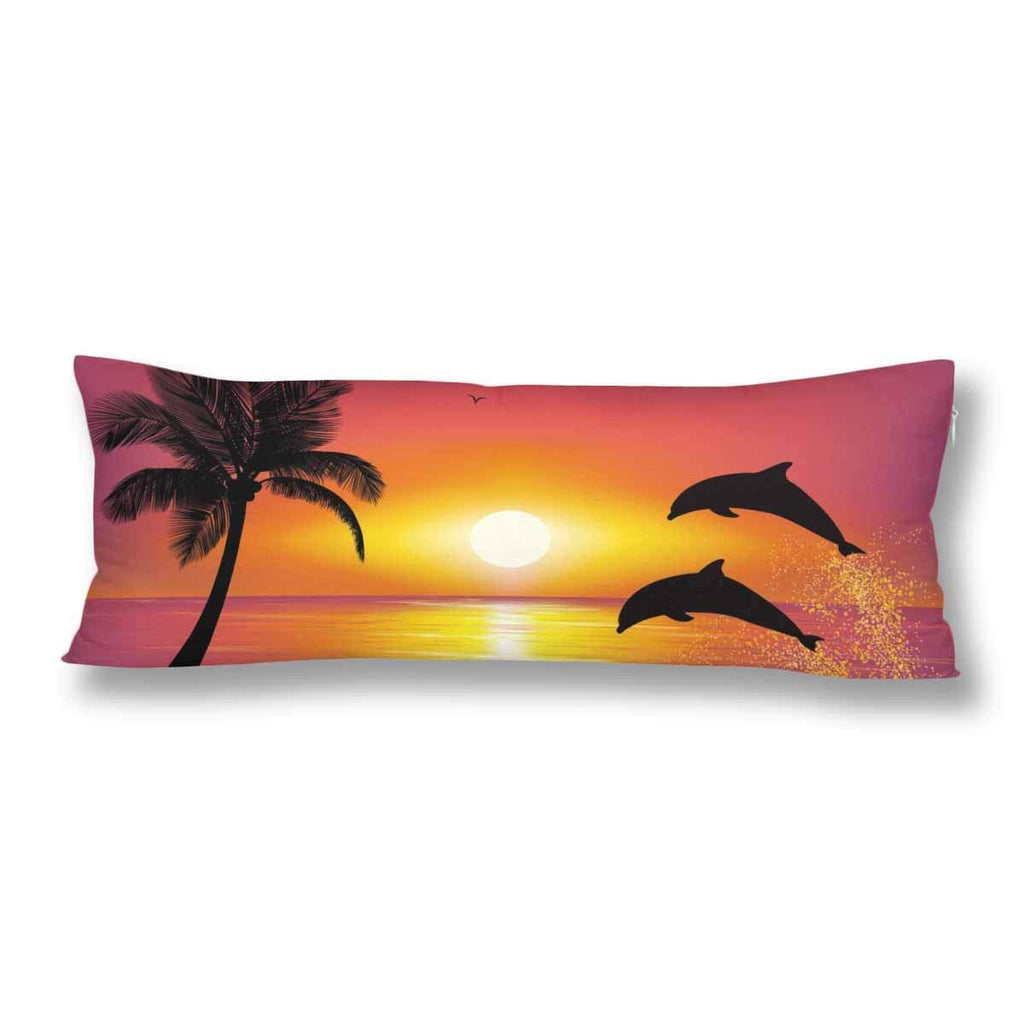 Palm Tree Dolphin Body Pillow Covers Pillowcase with Zipper 21x60 Twin Sides