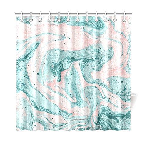 Gouache Painting Home Bath Decor, Marble Polyester Fabric Shower Curtain Bathroom Sets