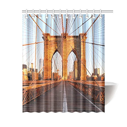 Brooklyn Bridge, New York Sunrise Polyester Fabric Shower Curtain Bathroom Sets Home Decor