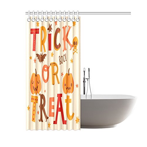 Cute Halloween Pumpkin Home Decor, Trick or Treat Boo Polyester Fabric Shower Curtain Bathroom Sets